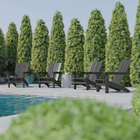 Flash Furniture Gray Adirondack Patio Chairs with Cupholder, 4PK 4-LE-HMP-1045-10-GY-GG